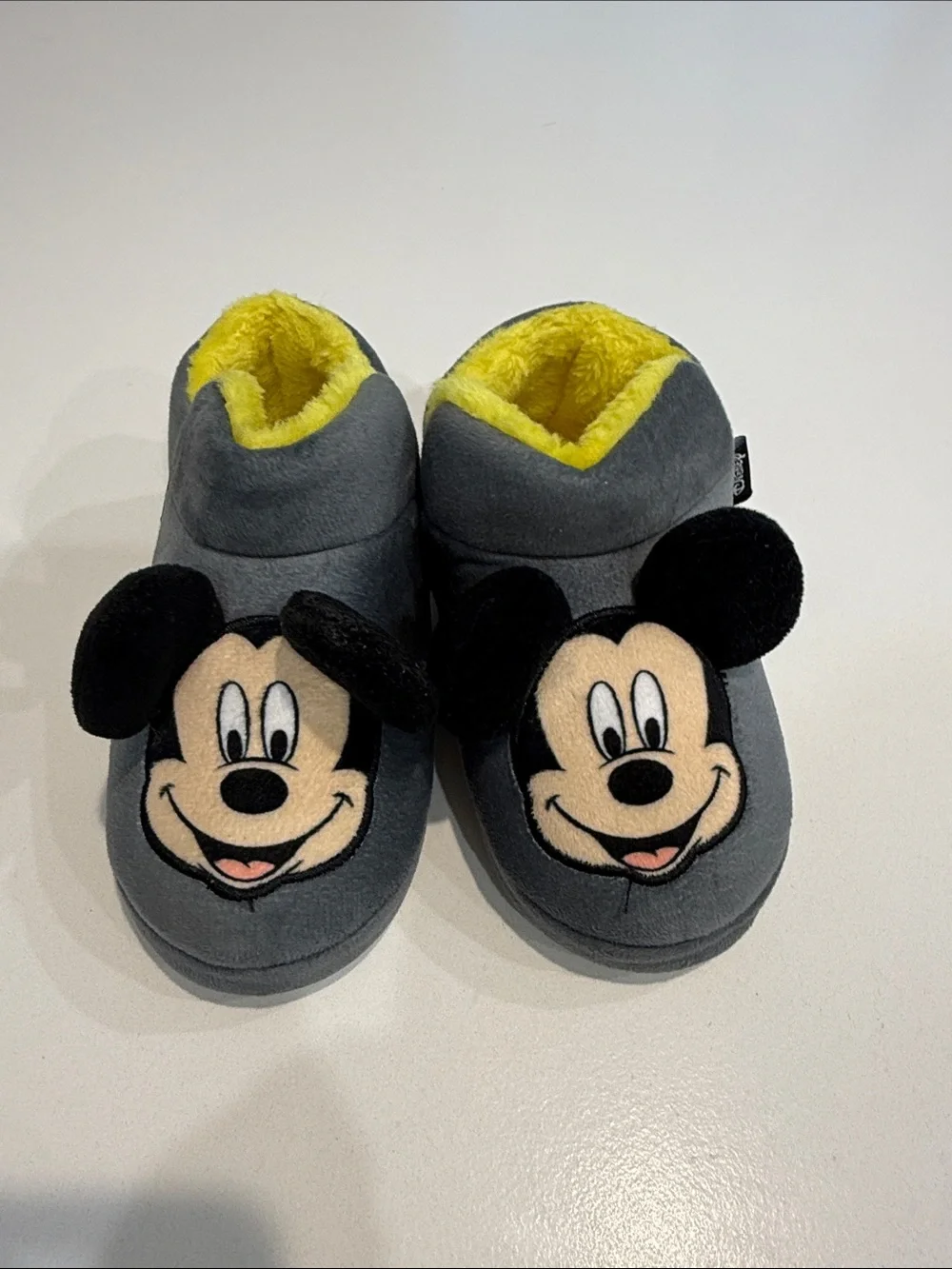 Disney Gray & Yellow Mickey Mouse Plush Kids Slippers